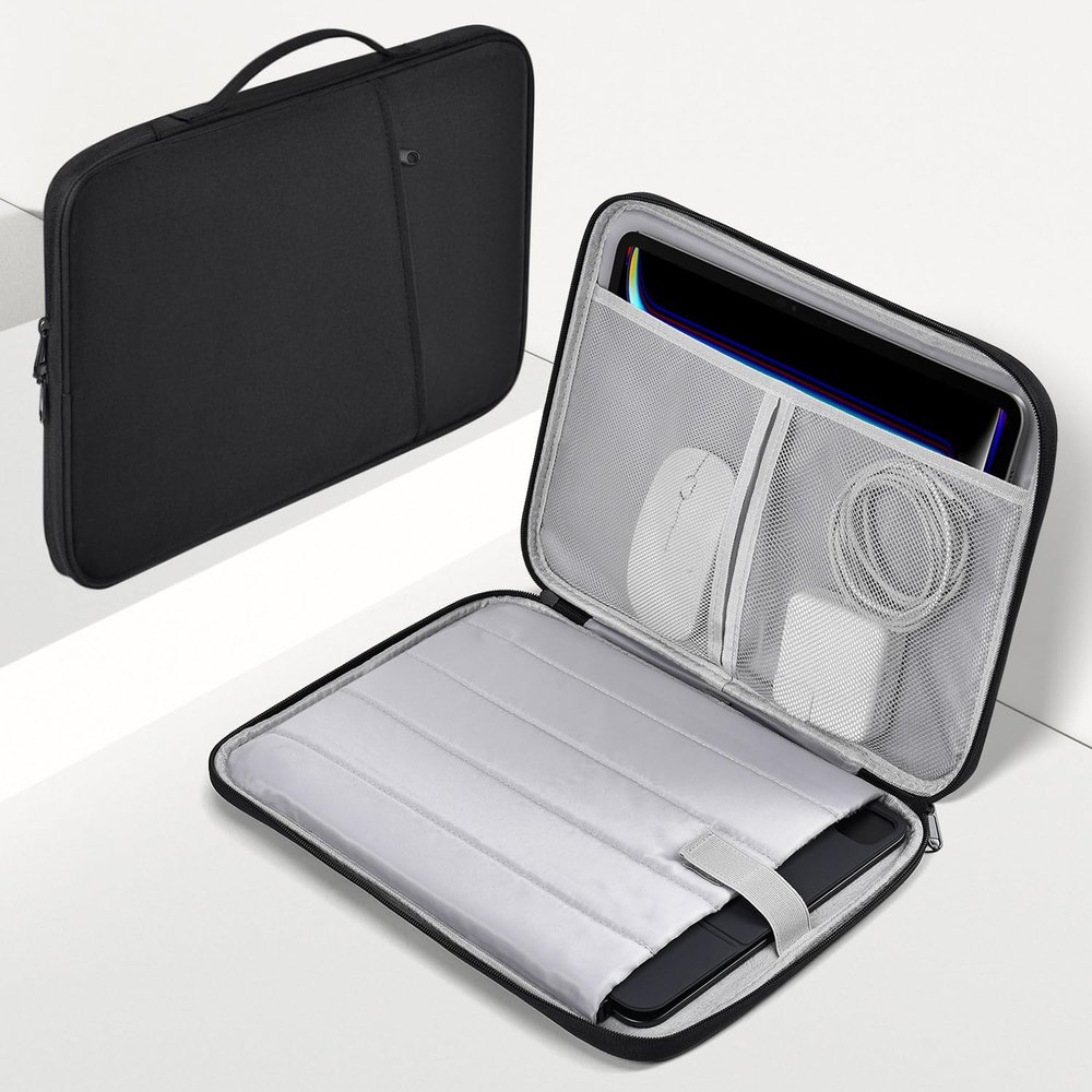 13 inch Laptop Sleeve Case for 2025 2024 Microsoft Surface Laptop 7 Copilot + PC 13.8" & 13.5" Surface Laptop6/5/4, Water-Resistant Shockproof Handle Bag with Accessory Pocket -Black