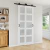 40" x 96" 5-Lite Glass White Primed Solid Core Sliding Bypass Barn Door Double Doors with Hardware Kit,40"x96" view 3