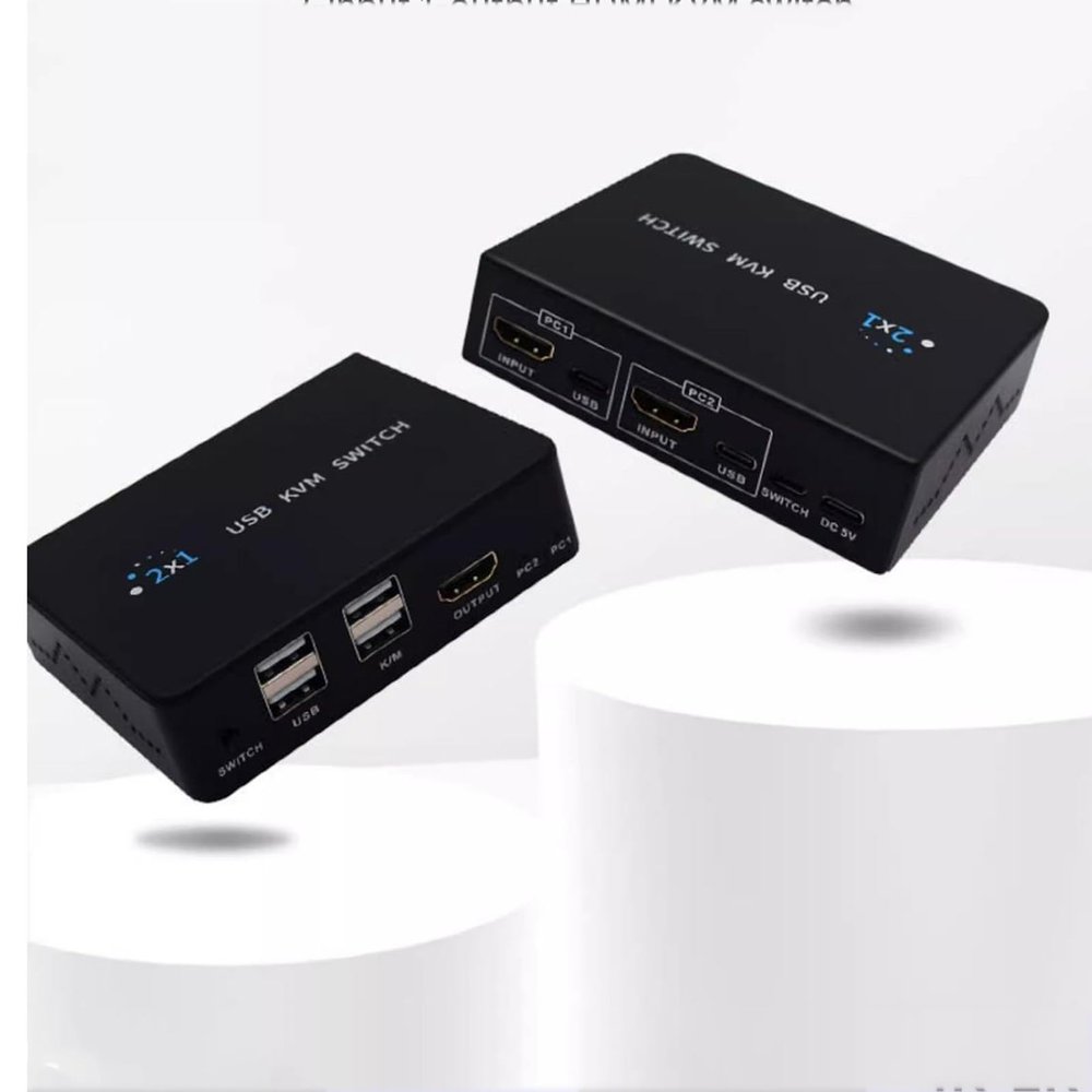 HDMI Synchronizer, HD 2-Screen Splitter, 2 Port for Two Computers Share One Monitor, Support Button Switch, 2 in 1 Out Seamless