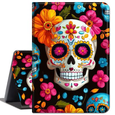 Case for 6 Inch Kindle 2024 and 2022 (11th Generation), Slim Soft Shockproof TPU Silicone Protective Back Shell Case for Kindle RS23CV / C2V2L3 E-Reader,Skull Sunflower