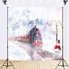 10x6.5ft Christmas Train Backdrop Polar Express with Christmas Shining Lights Decorations Photography Background for Xmas New Year Eve Kids Party Banner Decor Supplies Photo Booth Props Fabric view 3