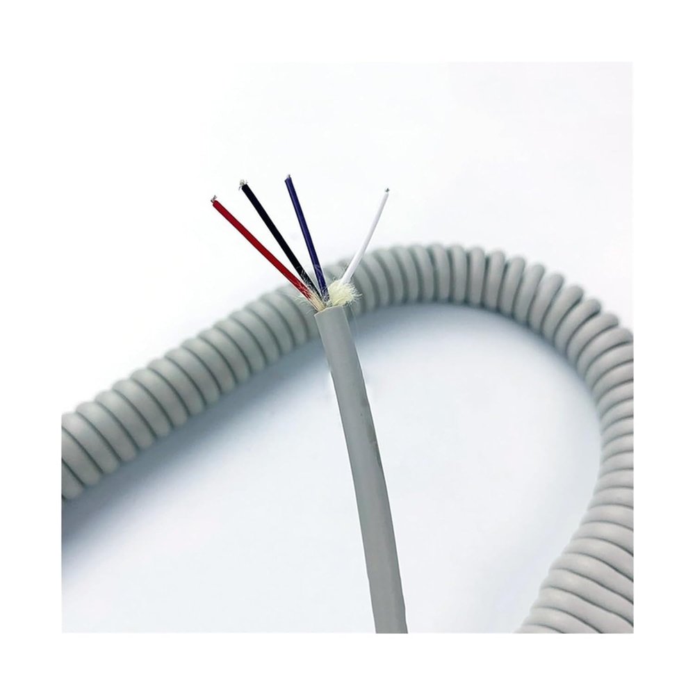 Electrical Wire,Telescopic Spiral Cable, 4 Core 0.3mm Square Spiral Power Cord Telescopic Cable Gray Extension Spring Wire Copper High Elastic(Stretch 14 Meters)