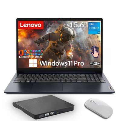 Lenovo IdeaPad 1i Laptop, 15.6" FHD Touchscreen, Intel Core i5-1335U Processor, 16GB RAM, 1TB SSD, Windows 11 Pro, MS Office Lifetime with Copilot AI, Wi-Fi 6, HDMI, 8-in-1 HUB & Mouse, Blue