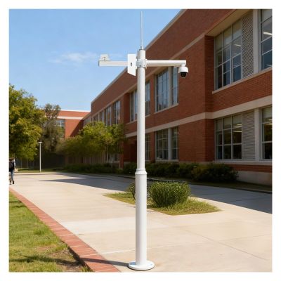 AMUFJJ Security Camera Mounting Pole Standing, Outdoor Community Monitoring Surveillance Poles Post with Galvanized Steel Camera Bracket Bolt Column(350cm (11.5 ft))