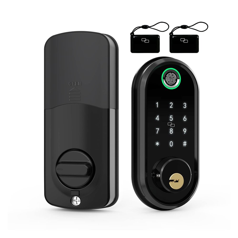 YHdtUO Smart Lock, Hornbill Biometric Fingerprint Smart Door Lock Keyless Entry Front Door Locks Electronic Keypad Unlock for Home Office for Home Office Bedroom,Nero