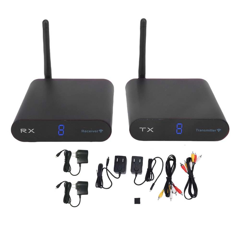 CHEOTIME Wireless AV Receiver Transmitter, AV Transmitter Receiver, Digital Transmitter and Receiver, 8 Channel 5.8GHz Sound Video Sender Receiver for DVD Camera TV