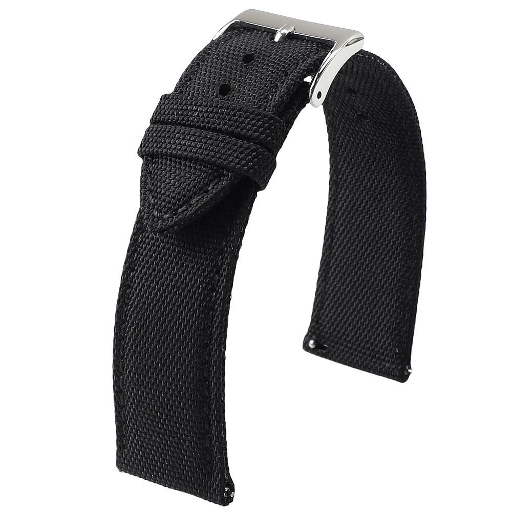 18mm 19mm 20mm 21mm 22mm 24mm Waterproof Sailcloth Watch Strap Two-Sided Nylon Watchband Quick Release Band Sport Belt For Men(BLACK,18mm)
