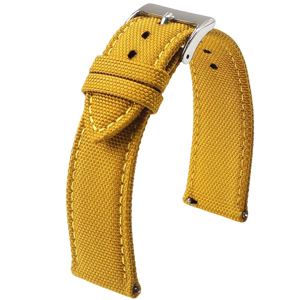 18mm 19mm 20mm 21mm 22mm 24mm Waterproof Sailcloth Watch Strap Two-Sided Nylon Watchband Quick Release Band Sport Belt For Men(MUSTARD YELLOW,21mm)