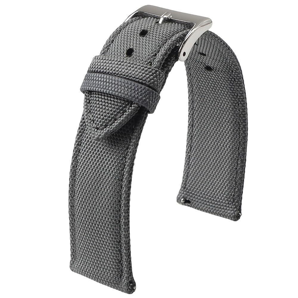 18mm 19mm 20mm 21mm 22mm 24mm Waterproof Sailcloth Watch Strap Two-Sided Nylon Watchband Quick Release Band Sport Belt For Men(Gray,21mm)