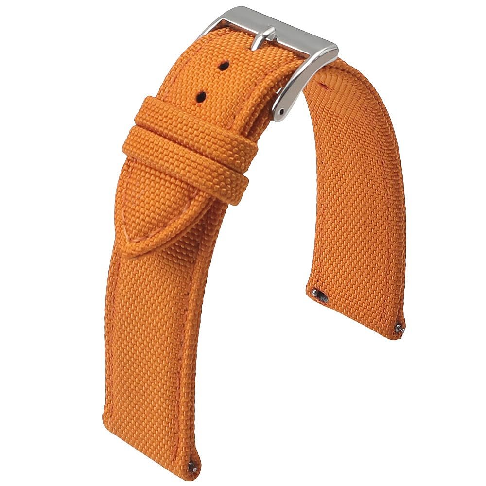 18mm 19mm 20mm 21mm 22mm 24mm Waterproof Sailcloth Watch Strap Two-Sided Nylon Watchband Quick Release Band Sport Belt For Men(Orange,21mm)