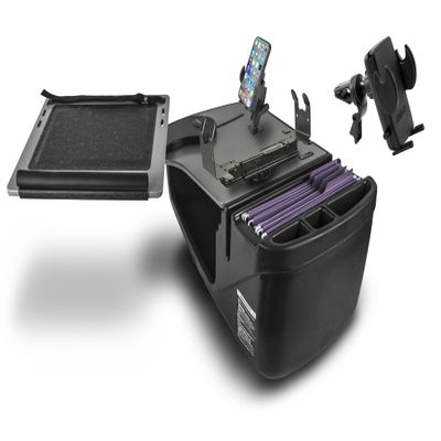 AutoExec Reach Desk Front Seat Car Desk and Portable Workstation Phone Mount, Printer Stand and Phone Vent Clip, Grey