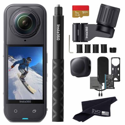 Insta360 X5 Skiing Bundle-8K Waterproof 360 Action Camera with 1/1.28" 48MP Sensors, 8K 360 HDR Video, 72MP, 4K Single-Lens |Bundle Includes Ski Pole Mount, Invisible Selfie Stick, Lens Cap (1TB)