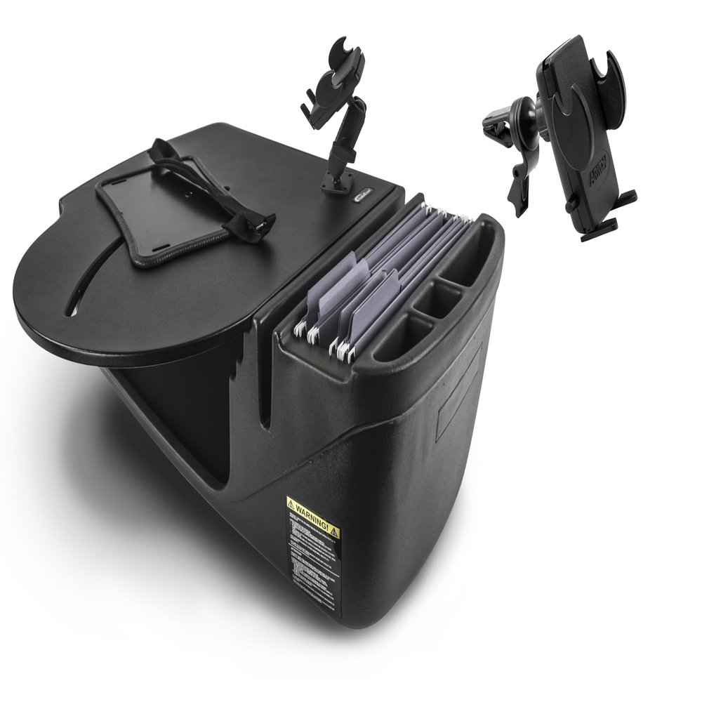 AutoExec Roadmaster Car Desk and Portable Workstation with Phone Mount and Phone Vent Clip, Black