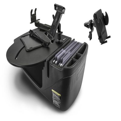 AutoExec Roadmaster Car Desk and Portable Workstation with Printer Stand, Tablet Mount and Phone Vent Clip, Black