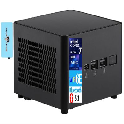 ASUS NUC AI Powered Mini Desktop (Intel Ultra 7-165H, No OS, 8GB DDR5, 512GB PCIe SSD + 2TB HDD, 2 Thunderbolt 4, WiFi 6E, Bluetooth 5.3, 120W PSU, RJ-45, Win 11 Pro) w/DKZ USB Port Expander