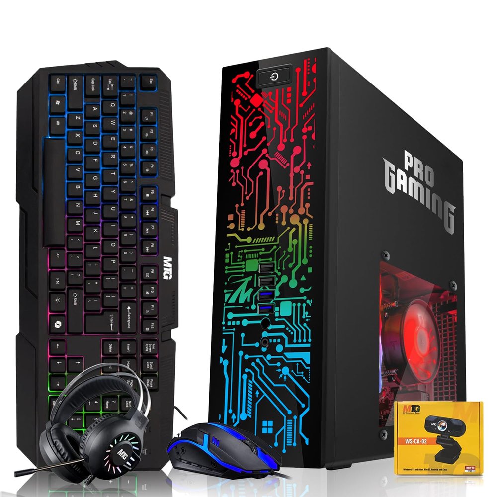HP Black Desktop Computer PCIntel Core i5,16GB ARGB RAM,512GB SSD,GT-1030 Graphic Card,RGB KBM with AI Copilot Key,RGB Headphone,Webcam,Windows 11 (Renewed)
