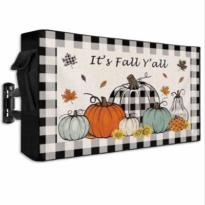 Fall Pumpkin Outdoor TV Cover 70 to 75 inch It's Fall Y'all Buffalo Plaids Autumn Harvest Waterproof Weatherproof TV Covers for Outside with Zipper Remote Control Pocket Outdoor Flat Screen Protector