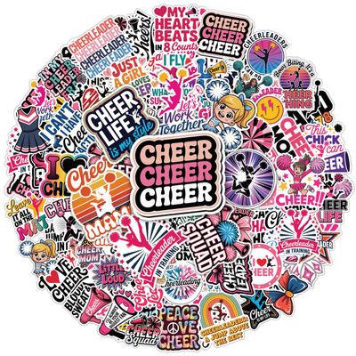 100PCS Cheer Stickers Cheerleading Vinyl Waterproof Decals for Squad Spirit, Laptop, Water Bottles, Scrapbooking, Journals, Perfect Cheerleader Gifts and Daily Decoration