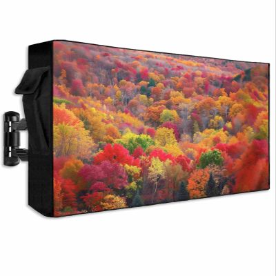 Fall Autumn Outdoor TV Cover 60 to 65 inch Forest Orange Red Leaf Tree Waterproof Weatherproof TV Covers for Outside with Zipper Remote Control Pocket Outdoor Flat Screen Protector