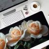 White Large Mouse Pad 36 X 12 Inch, Rose Desk Mat with Anti-Slip Rubber Base, Waterproof Mousepad with 3MM Stitched Edges Gaming Mouse Pad Desk Accessories Mousepad for Gaming Office Home -bby2509Y1 view 3
