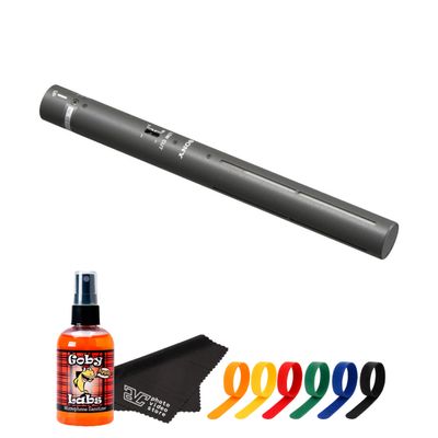 Sony ECM-673 Short Microphone Lightweight Electret Condenser Mic with XLR Connection Professional Audio for Broadcast, Interviews, & Field Recording + Cable Ties + Mic Cleaner + More