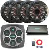 Marine Bluetooth 3-Zone Controller, 4X 6.5 195 Watt Peak Power 4 Ohm RGB LED Coaxial Speakers, 4X 6.5 Grille Speakers, 4-Channel 90 Watts x 4 Amplifier, 8 Gauge Wiring Kit view 1
