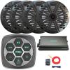 Marine Bluetooth 3-Zone Controller, 4X 6.5 195 Watt Max Power 4 Ohm Coaxial Speakers, 4X 6.5 Grille Speakers, 4-Channel 90 Watts x 4 Full-Range Amplifier, 8 Gauge Wiring Kit view 1