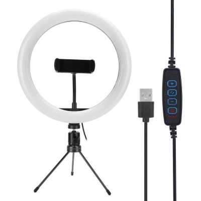 10 Inch USB Desktop Fill LED, Dimmable Studio with Triangular Bracket, 3 Color Temperatures Brightness for Live Broadcast, Video Recording, Selfie,