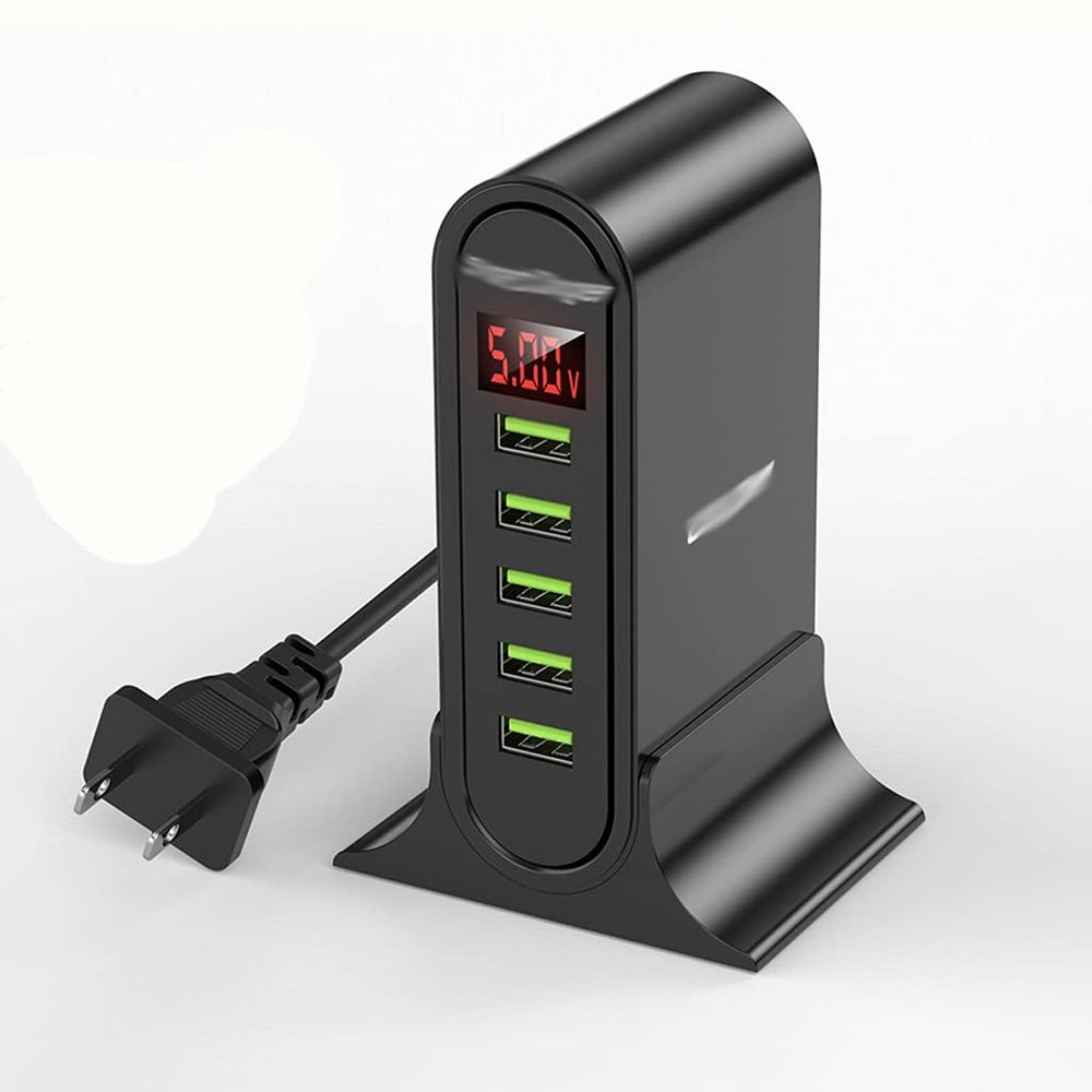5 Port Charger for LED Display Multi Charging Station Universal Phone Desktop Wall Home EU US UK Plugs