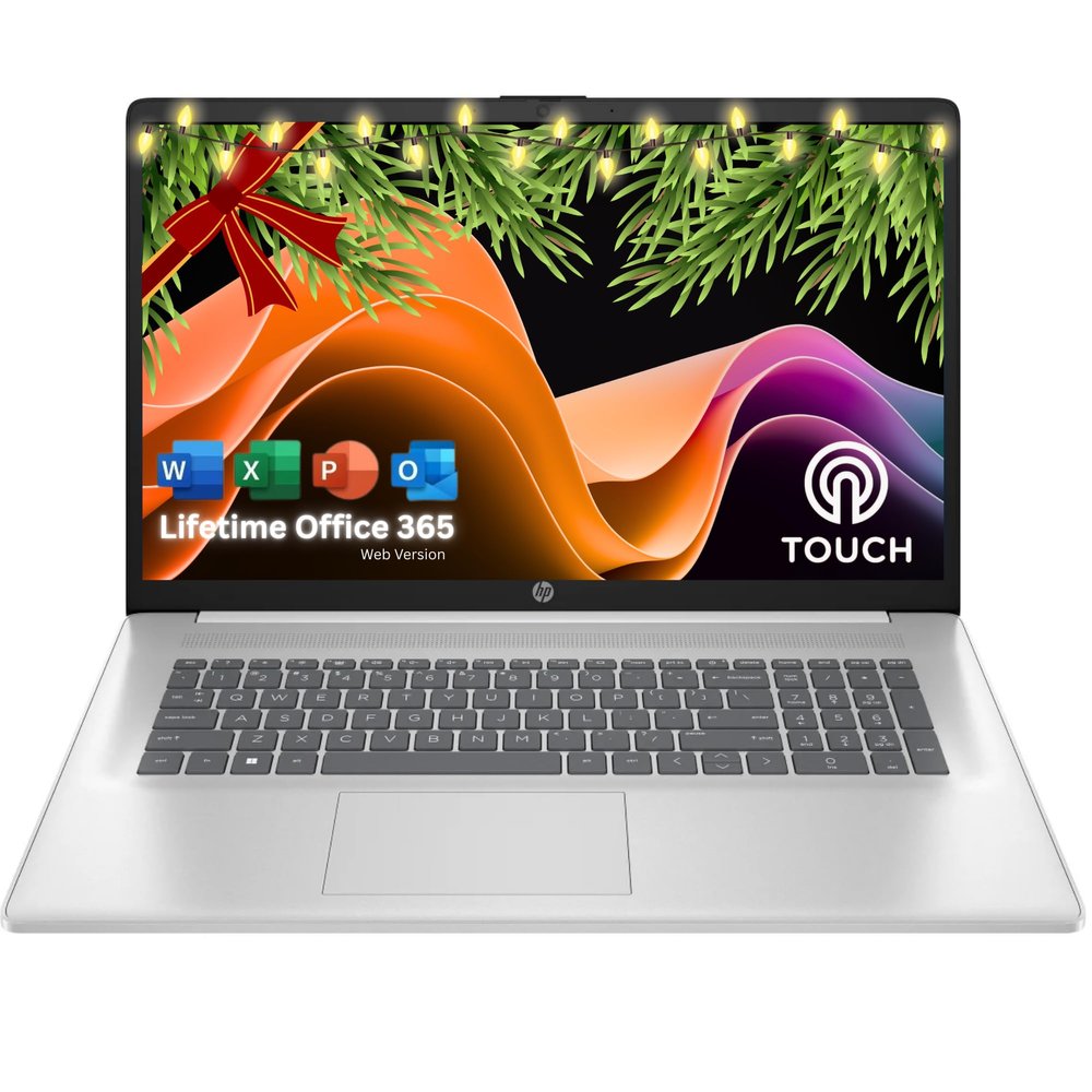 HP 17.3" Touchscreen Laptop with Microsoft Office 365 for The Web  Intel 8-Cores  16GB RAM  512GB SSD  10-Key Number Pad  Windows 11 W/O Mouse