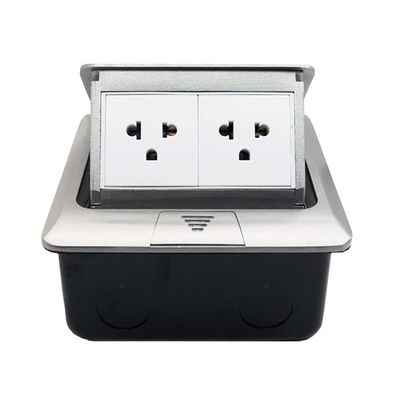 Aluminum Panel -Up Floor Socket White Wall Inset with Port Screw Type Power