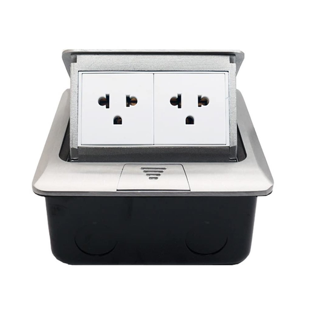 Aluminum Panel -Up Floor Socket White Wall Inset with Port Screw Type Power