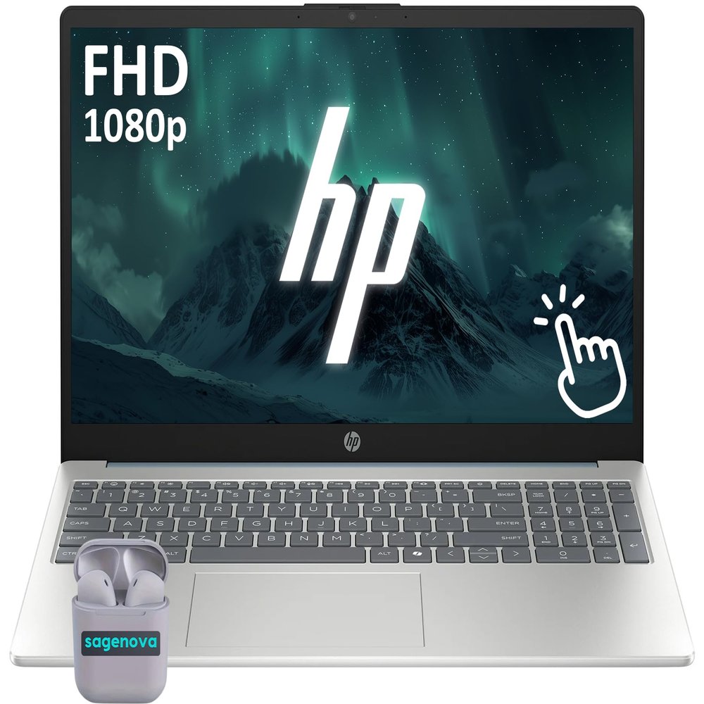 HP 15.6" FHD Touchscreen Laptop Computer, 8GB RAM 512GB Storage (256GB SSD+256GB Docking Station Set), 8-Core Intel Core i3 Processor, Windows 11, Numeric Keypad, SageNova Earphones, Moonlight Blue
