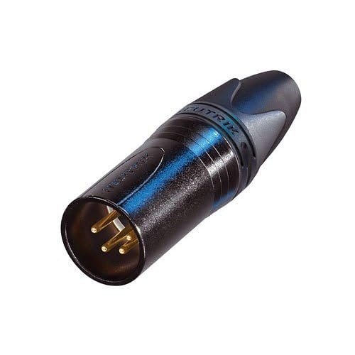 NC4MXX-B 4-Pole Male Cable Connector, Gold Contacts, Black Metal Housing