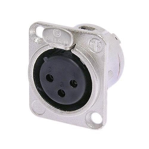 NC3FD-L-1 3-Pole Female Receptacle with Universal D-Style Metal Body, Silver Contacts, Nickel Housing