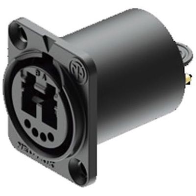 NO2-4FDW-A Chassis Connector with Black Chromium Plating, Solder Contacts and LC-Duplex Feedthrough Socket, IP65, Black