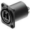 NO2-4FDW-A Chassis Connector with Black Chromium Plating, Solder Contacts and LC-Duplex Feedthrough Socket, IP65, Black view 1