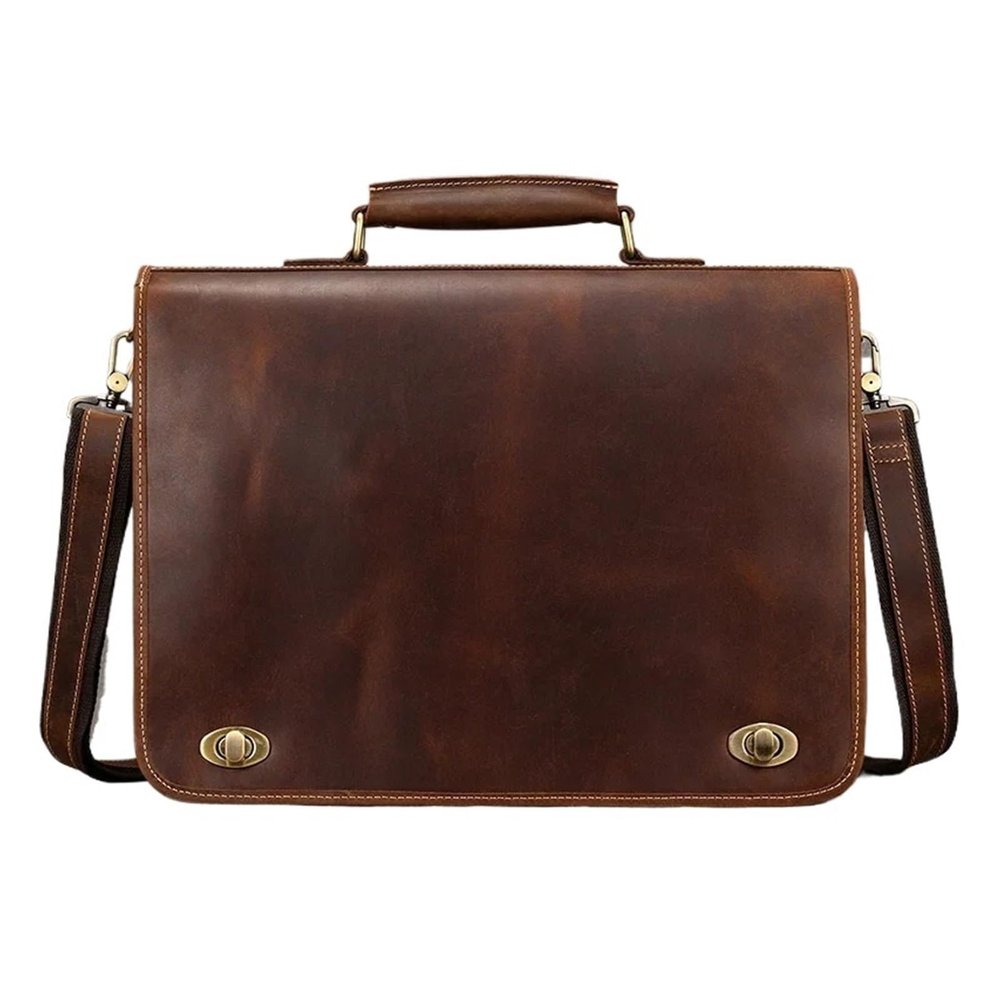 Briefcase Thick Genuine Leather Men Briefcase 15" Laptop Cow Business Tote Man(Color 3)