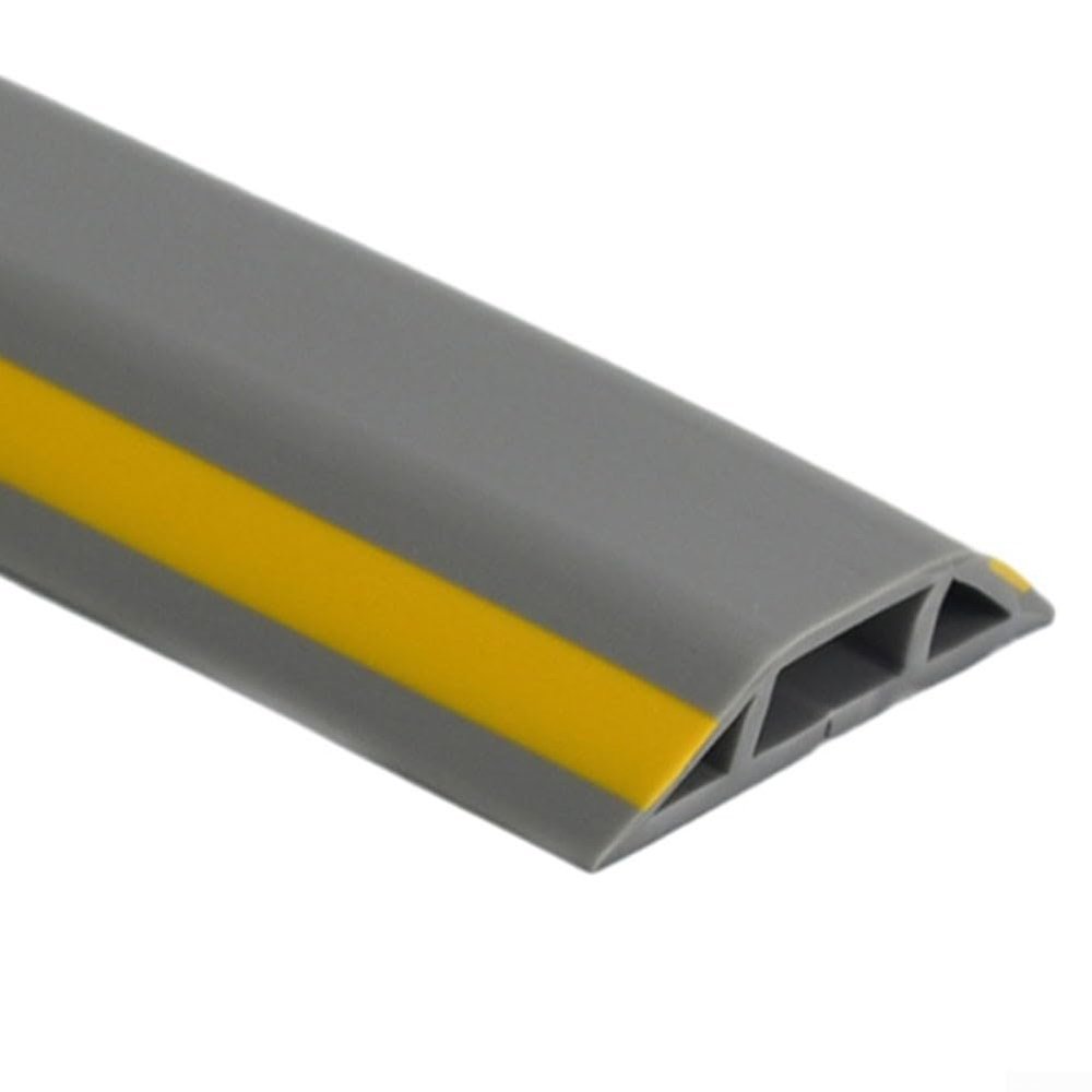1M Floor Cable Protector Rubber Cover for Safe Movement in Offices, Gyms, and Homes (yellow-gray)