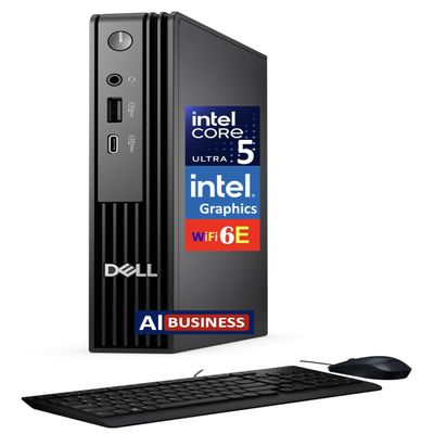 Dell Pro Micro (Formerly Optiplex) QCM1250 MFF AI Business Mini PC (Intel Ultra 5-235T, 16GB DDR5, 1TB SSD, KB & Mouse, WiFi 6E, Bluetooth 5.3, RJ-45, Win 11 Pro)