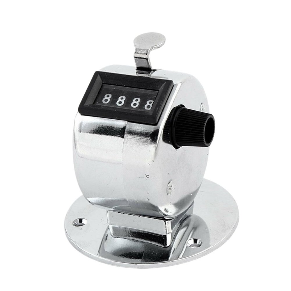 KJEBVHIRS Table Stainless Steel Handheld Ring 4 Digits Tally Clicker Counter Silver Tone