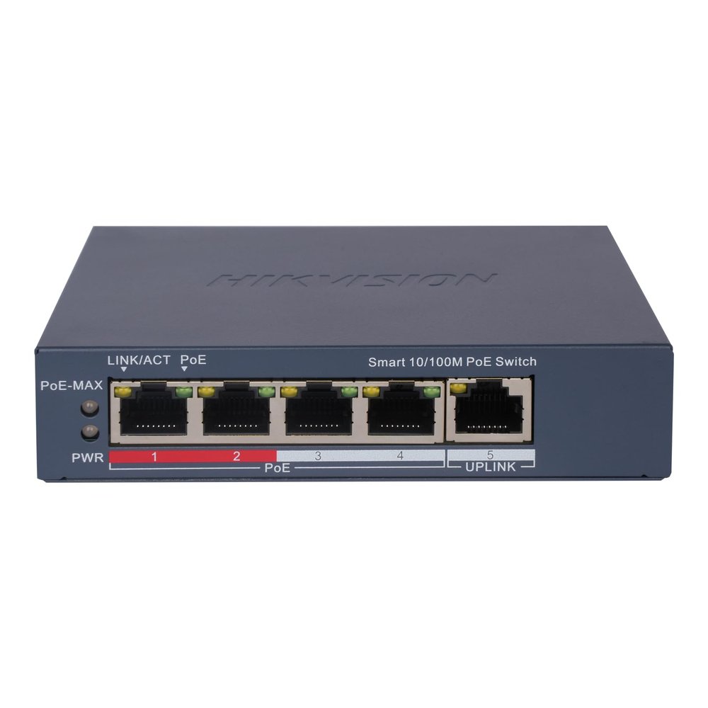 4 Port Fast Ethernet Smart POE Switch, DS-3E1105P-EI, 4 PoE+ Port @ 65W, Plug & Play, PoE Auto Recovery, Desktop/Wall Mount, Metal Material