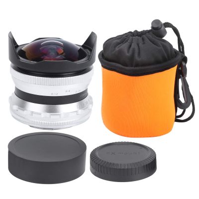 7.5mm F2.8 FX Mount Ultra Wide Angle Fisheye Lens, 180 Degree Viewing Angle, Manual Focus, Silver - High Aperture for Low Light, Multi - Coating Technology, Compatible with (Silver)