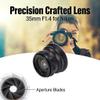 35mm F1.4 Full Frame Portrait Lens, Manual Focus Camera Lens, Black - Large Aperture, 7 Layer Optical Coating, Ideal for Photography (Black) view 2