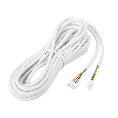 4 25 m 03. mm Round Flexible Copper Cable, Video Intercom Cable, White Insulation with Pre Connected Connectors, Copper Wire for Video Door Phone System