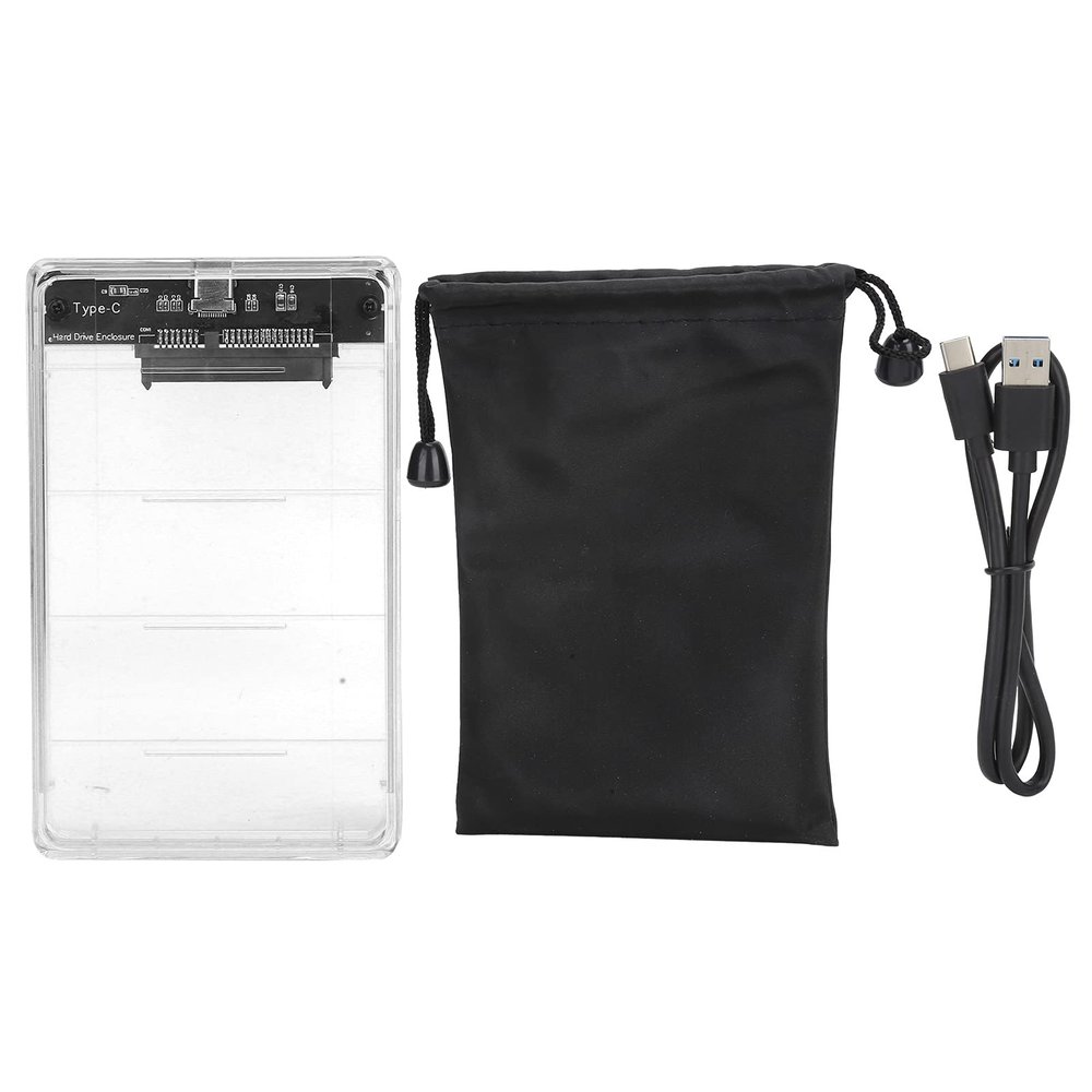 25. Inch USB 31. Type C to Hard Drive Enclosure, External Hard Disk for SSD , Transparent Shockproof ABS , Plug and Play Hot Swappable , Compatible