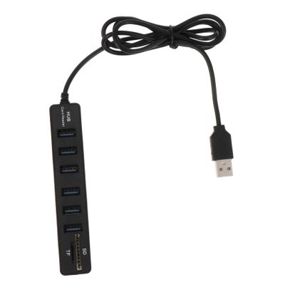 HAKIDZEL Portable Multi-Port Hub with Ports and Tfsd Card Reader Extension Cable Compact Data Splitter for Laptop and Computer Lightweight and Compatible Reliable Hard Drive Protection