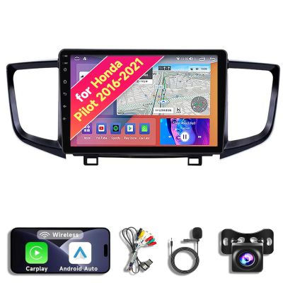 8CORE 4+64GB Android 14 Car Radio Stereo for 2016-2021 Honda Pilot - 10.11" QLED Touch Screen, Upgrade Dash Kit with CarPlay & Android Auto, GPS Navigation, SWC Support, Bluetooth 5, WiFi, 4/5G,
