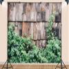 10X5ft Fabric Rustic Wooden Fence Photography Backdrop, Weathered Wood Panels with Green Climbing Vines, Purple Flowers, Natural Garden Background for Studio, Home Decor view 3