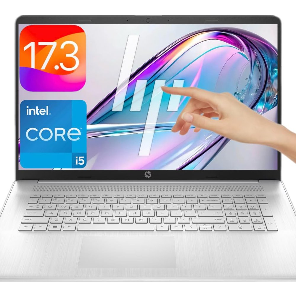 HP 17.3 Touchcreen Laptop | Intel 13th 10-Core i5-1334U | Backlit Keyboard and Fingerprint Reader | Iris Xe Graphic | 32GB RAM, 1TB SSD | Win 11 Home and Office 365 for The Web w/o Mouse